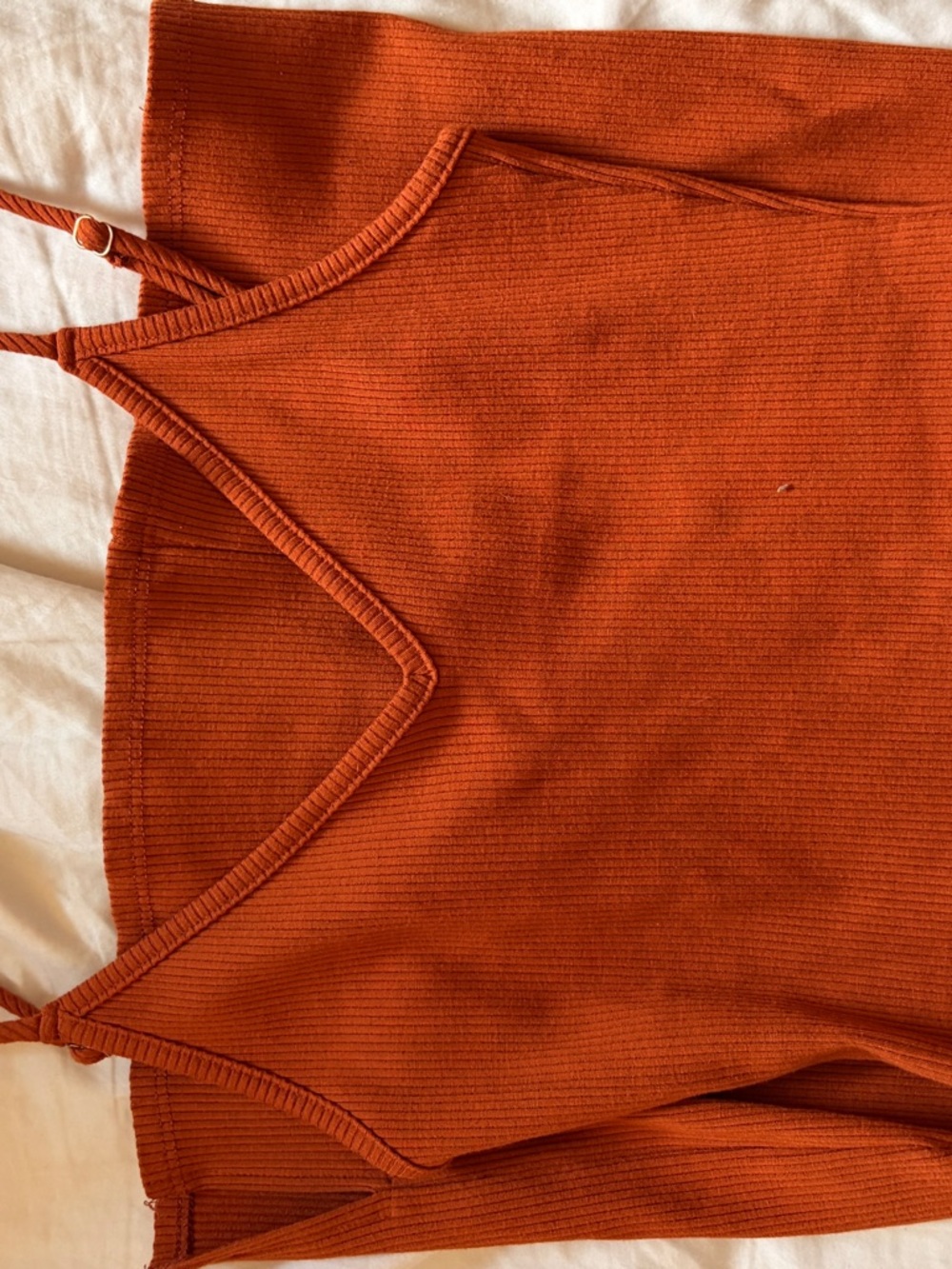 Lulus Basic Behavior Rust Orange Ribbed Bodycon Mini Dress - Picture 3 of 5